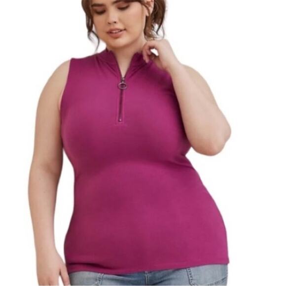 Torrid Purple  FOXY MOCK NECK ZIP UP TANK - Picture 1 of 14